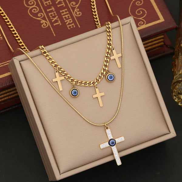 Expressive Cross Stainless Steel Electroplating Necklaces