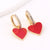 Vintage Retro Women Metal Heart Heart Copper Oil Dripping Earrings