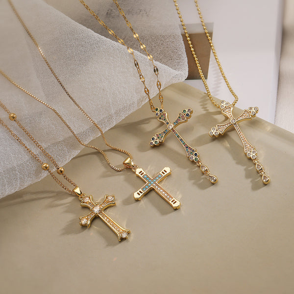 Minimalist Cross Geometric Copper Pendants