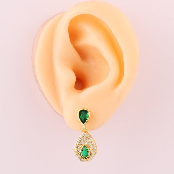 Moderate Luxury Women Droplet Droplet Copper Diamond Inlay Earrings