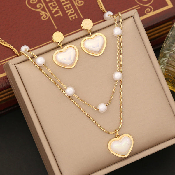 Fashion Heart Stainless Steel Electroplating Necklaces