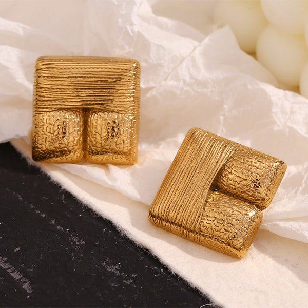 Fashion Quadrilateral Geometric Stainless Steel 18K Gold Plated Stud Earrings