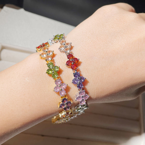 Versatile Women Orange Day-lily Flower Copper Electroplating Bracelets