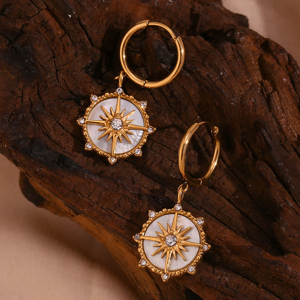 Fashion Round Geometric Stainless Steel 18K Gold Plated Earrings