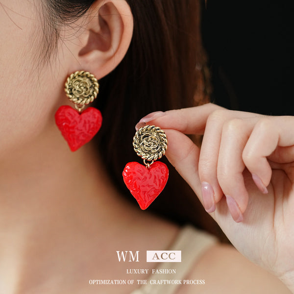 Luxurious Round Geometric Heart Flower Alloy Electroplating Earrings