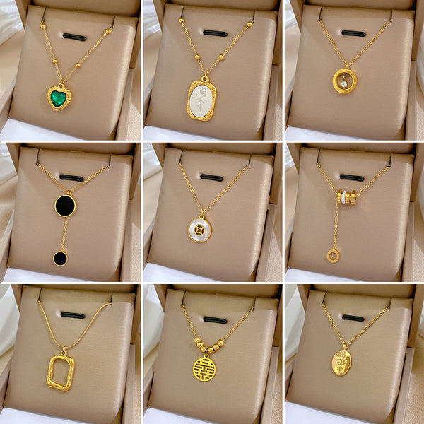 Fashion Chamfered Cube Geometric Titanium Steel Electroplating Necklaces