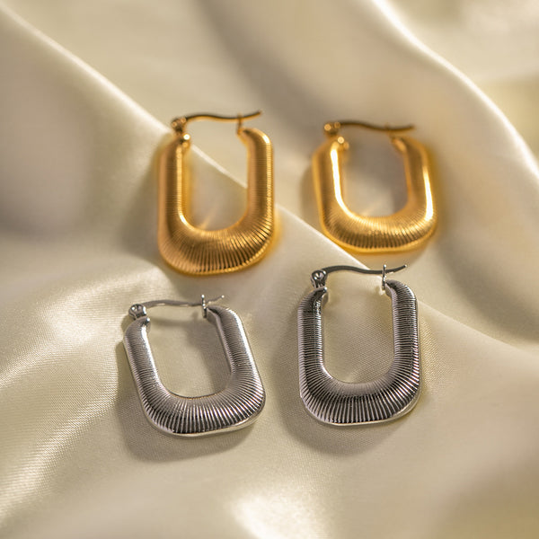 IG Style Asymmetrical Geometric Stainless Steel 18K Gold Plated Earrings