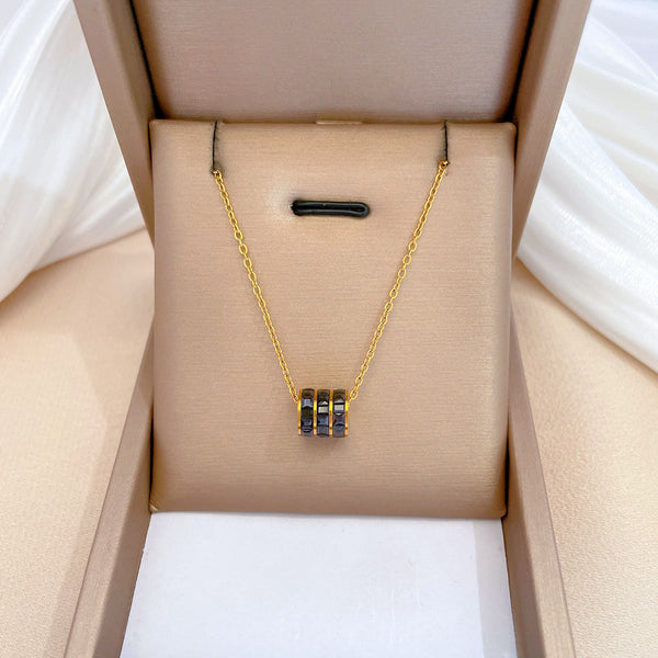 Fashion Chamfered Cube Geometric Titanium Steel Electroplating Necklaces