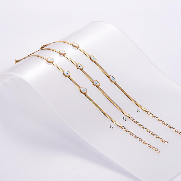 Women Minimalist Stripe Circle Heart Stainless Steel Electroplating Bracelets