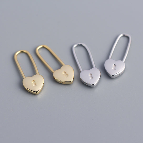 925 Sterling Silver Cute & Edgy Heart Heart Silver Electroplating Stud Earrings