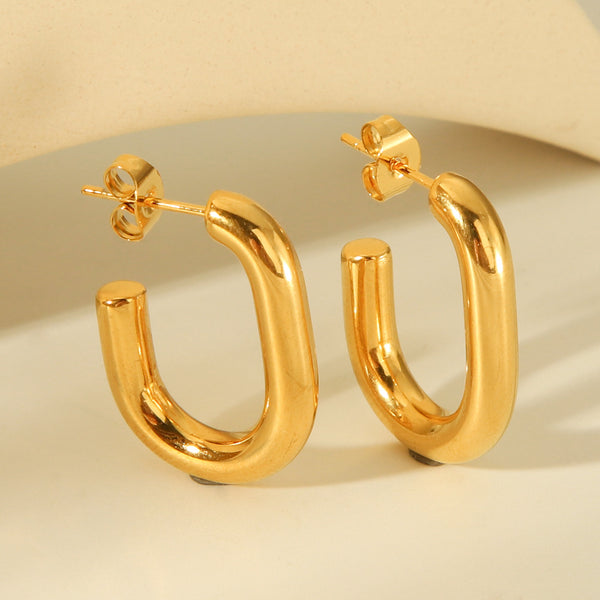 IG Style Geometric Stainless Steel Electroplating Earrings