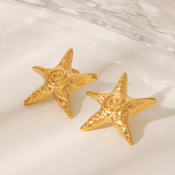 IG Style Starfish Star Geometric Stainless Steel Electroplating Earrings