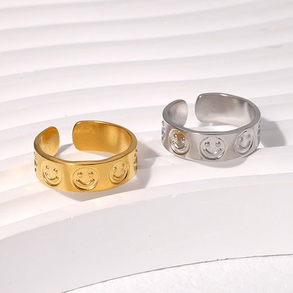 Expressive Smile Stainless Steel Electroplating Rings