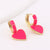 Vintage Retro Women Metal Heart Heart Copper Oil Dripping Earrings