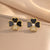 Moderate Luxury Flower Copper Diamond Inlay Stud Earrings