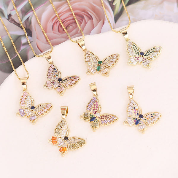 Women IG Style Butterfly Copper Electroplating Pendants