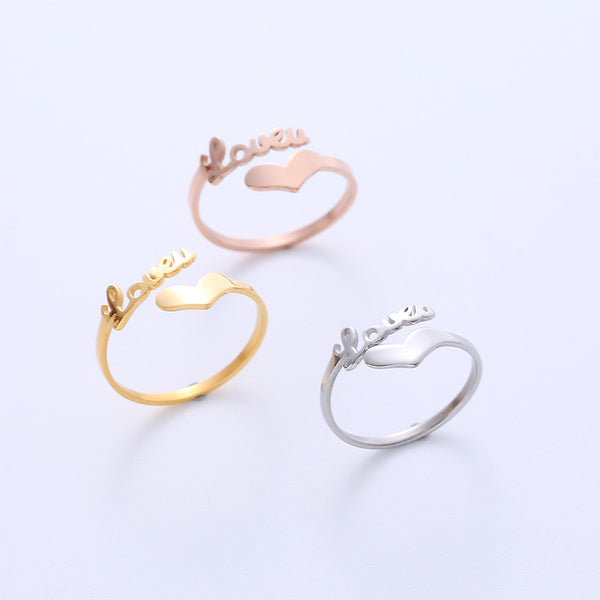 Women Cross Metal Shell Coin Butterfly Heart Titanium Steel Electroplating Rings