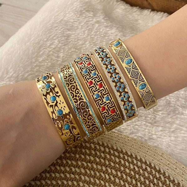 Vintage Retro Stainless Steel Electroplating Bangles