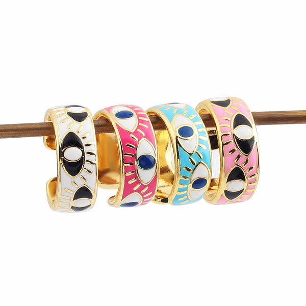 Women Metal Mixed Color Eye Eye Rings