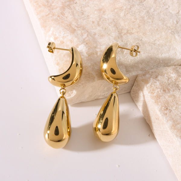 IG Style Droplet Geometric Stainless Steel Electroplating Earrings