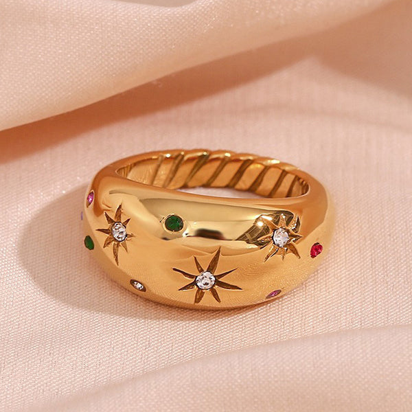 Fashion Star Geometric Stainless Steel 18K Gold Plated Rings