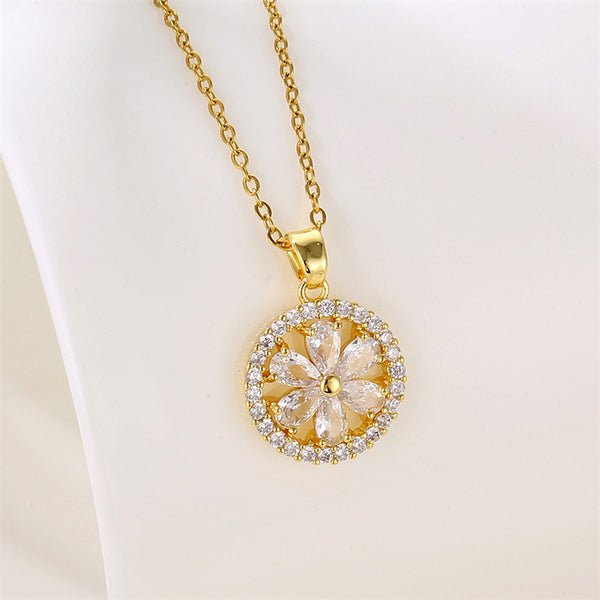 Minimalist Flower Stainless Steel Electroplating Necklaces