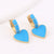 Vintage Retro Women Metal Heart Heart Copper Oil Dripping Earrings