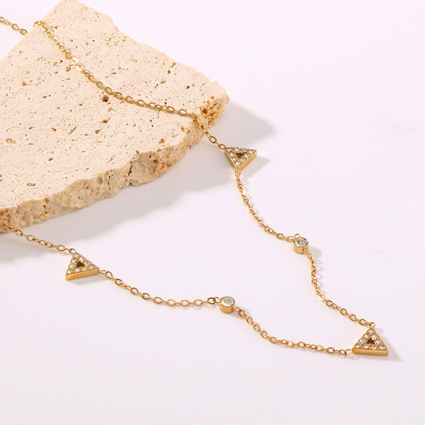 IG Style Triangle Geometric Stainless Steel Electroplating Necklaces