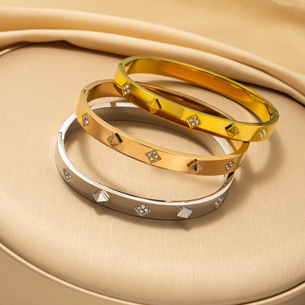 Ellipse Stainless Steel 18K Gold Plated Bangles