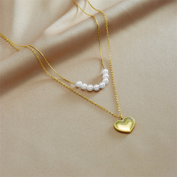 Heart Chain Titanium Steel Electroplating Necklaces