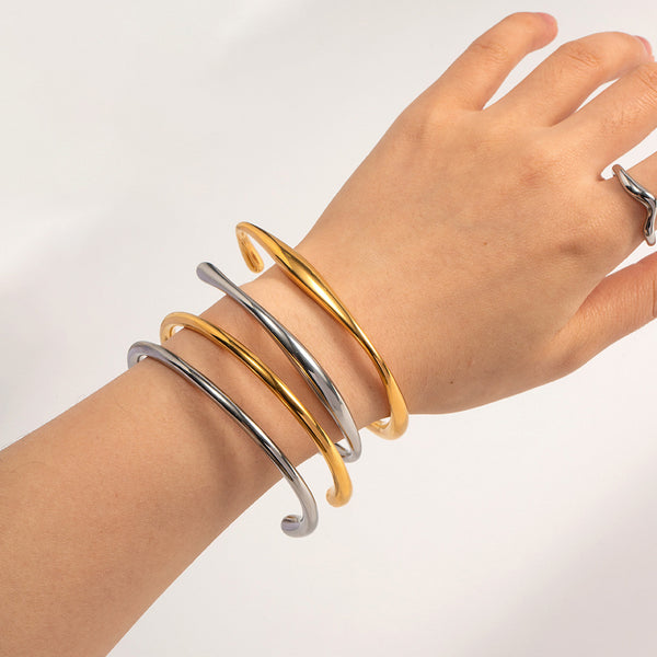 Women IG Style Circle Geometric Stainless Steel 18K Gold Plated Bracelets