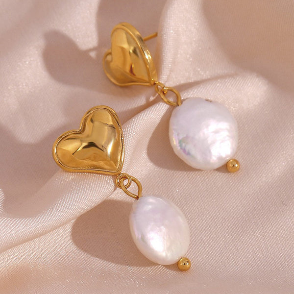 Minimalist Heart Stainless Steel 18K Gold Plated Earrings