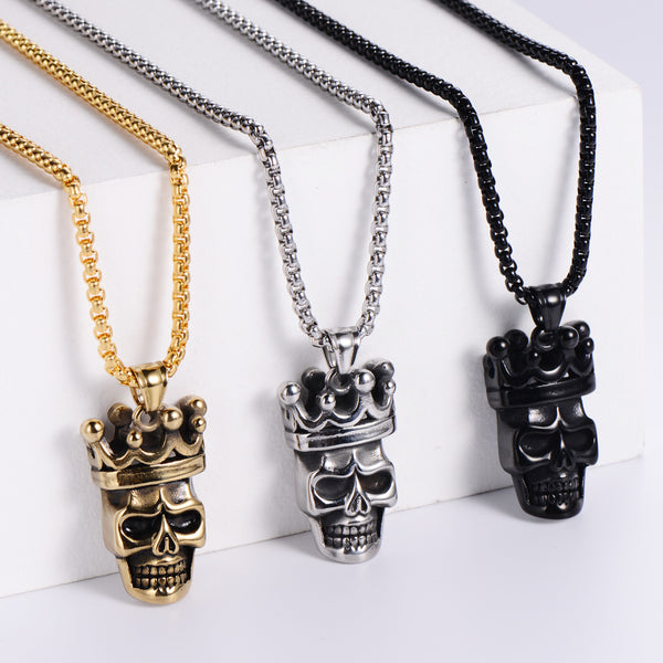 Retro Unisex Vintage Metal Skull Retro Vintage Crown Chain Crown Skull Stainless Steel Electroplating Pendants