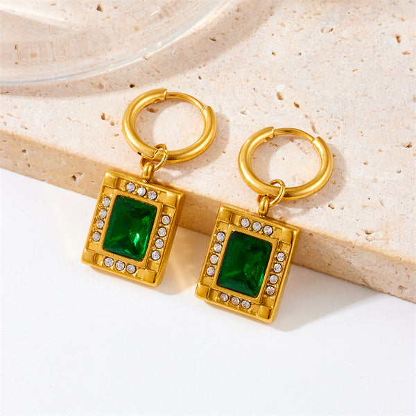 Fashion Square Geometric Titanium Steel Electroplating Earrings