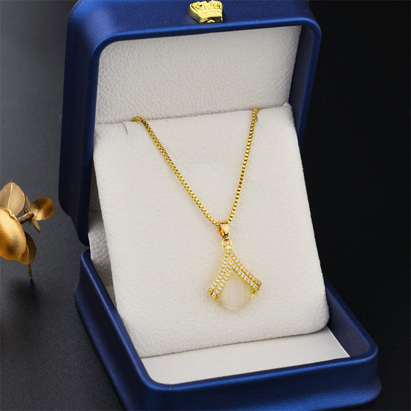 Cartoon Geometric Titanium Steel 18K Gold Plated Necklaces