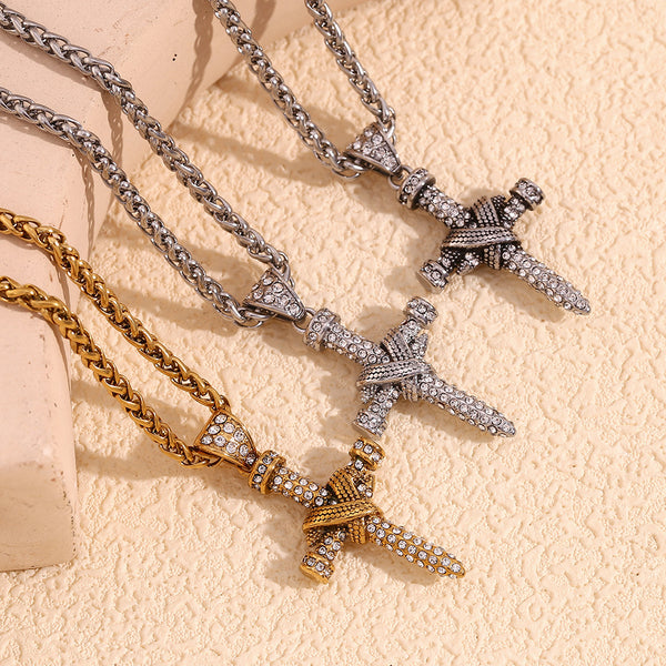 Fashion Cross Geometric Stainless Steel Electroplating Necklaces