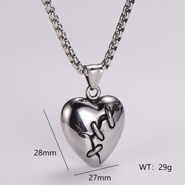 Minimalist Heart Geometric Heart Stainless Steel Polishing Pendants