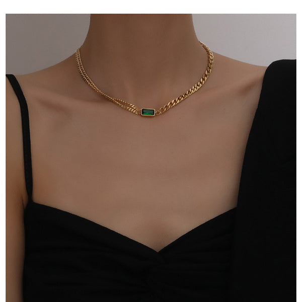 Quadrilateral Circle Geometric Copper Electroplating Necklaces