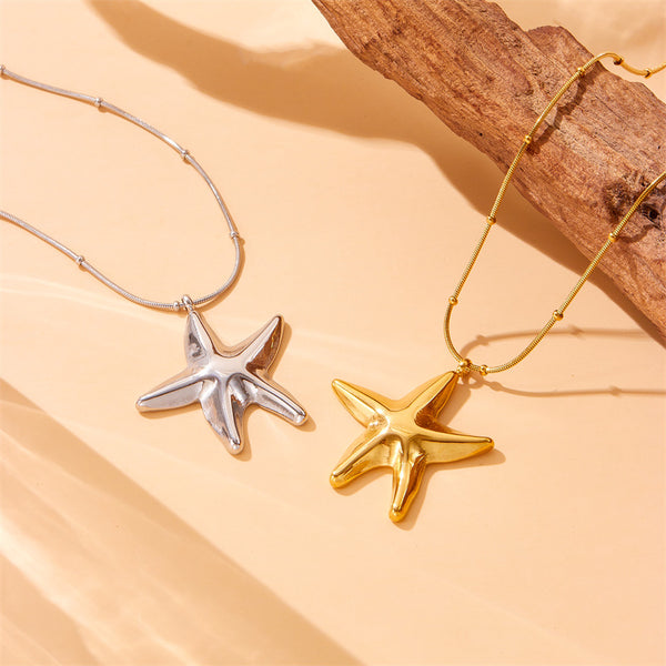 Fashion Starfish Star Stainless Steel Electroplating Necklaces