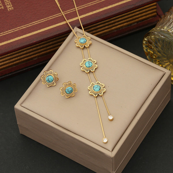 Fashion Flower Stainless Steel Electroplating Necklaces