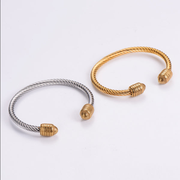 Women Rococo Metal Crown Stainless Steel Bangles