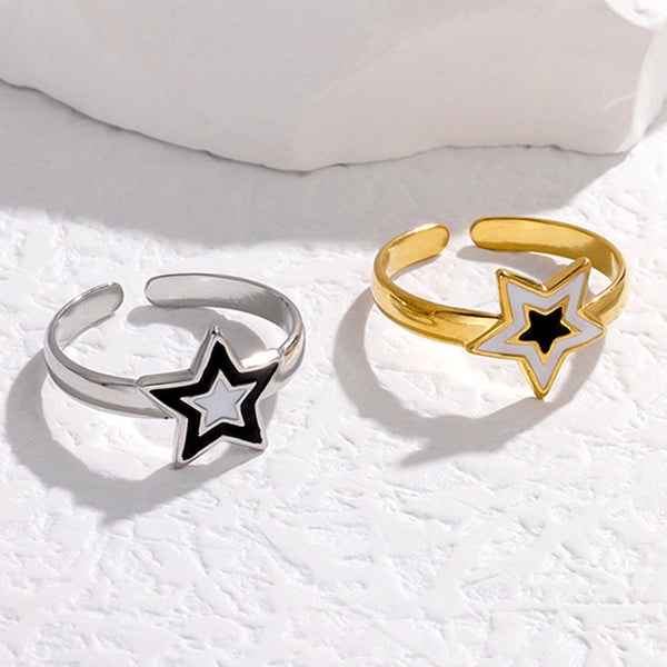 IG Style Pentagram Geometric Stainless Steel Electroplating Rings