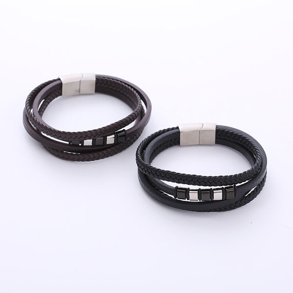 Men Minimalist Stripe Stainless Steel Handmade Bracelets