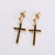 Minimalist Cross Stainless Steel Electroplating Stud Earrings