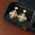 Medieval Flower Rhombus Geometric Flower Artificial Pearl Oil Dripping Earrings