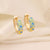 Women Retro Vintage Geometric Rhombus Copper Oil Dripping Earrings