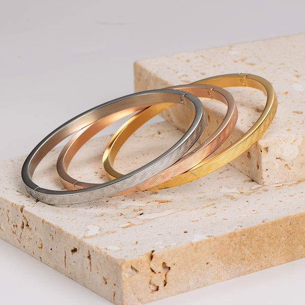 Minimalist Twisted Stainless Steel Electroplating Bangles