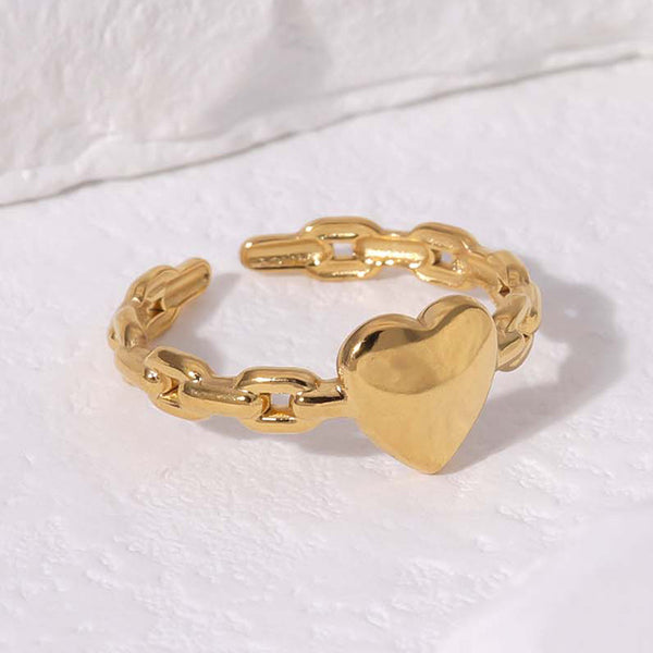 Open Ring Cute Heart Stainless Steel Electroplating Rings