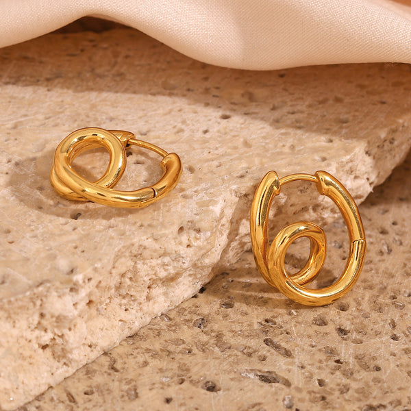 Fashion Circle Geometric Stainless Steel 18K Gold Plated Earrings