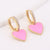 Vintage Retro Women Metal Heart Heart Copper Oil Dripping Earrings